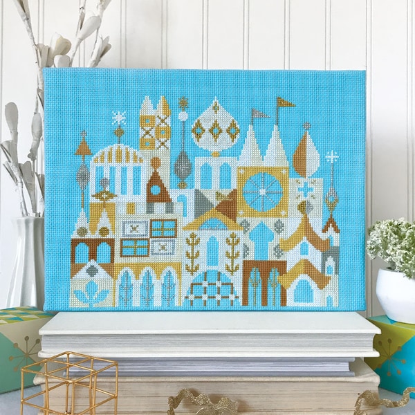 Arcadia - White and Gold City - Satsuma Street Modern Cross stitch pattern PDF - Instant download