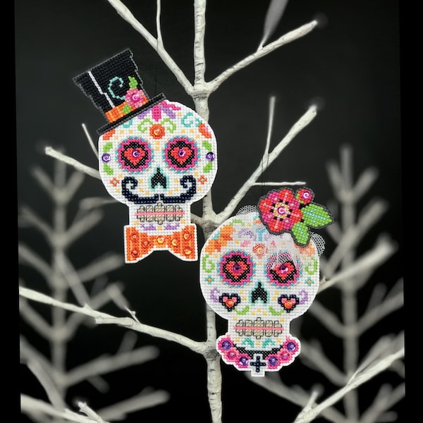 Til Death - Satsuma Street - Day of the Dead cross stitch sugar skull ornaments - PDF Instant Download