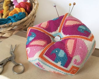 Elephant Biscornu Pincushion - Satsuma Street cross stitch pattern PDF - Instant Download