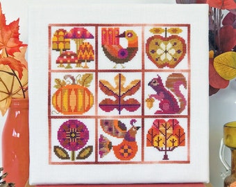 Otoño - Satsuma Street Autumn sampler - modern folk cross stitch pattern - Instant download PDF