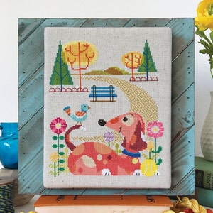 Dog Park - Satsuma Street modern cross stitch pattern PDF - Instant download