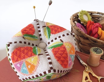 Citrus Biscornu - pincushion - Satsuma Street modern cross stitch pattern PDF - Instant download