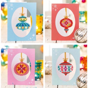 Christmas Baubles set of seven charts Satsuma Street modern cross stitch pattern PDF Instant download image 2