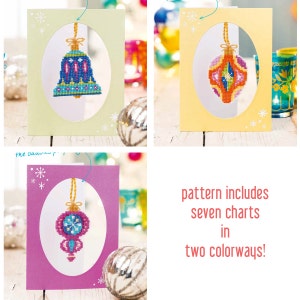 Christmas Baubles set of seven charts Satsuma Street modern cross stitch pattern PDF Instant download image 3