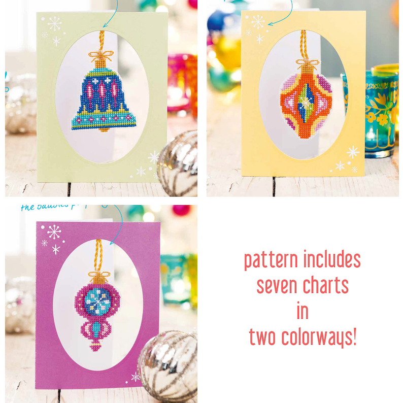 Christmas Baubles set of seven charts Satsuma Street modern cross stitch pattern PDF Instant download image 3