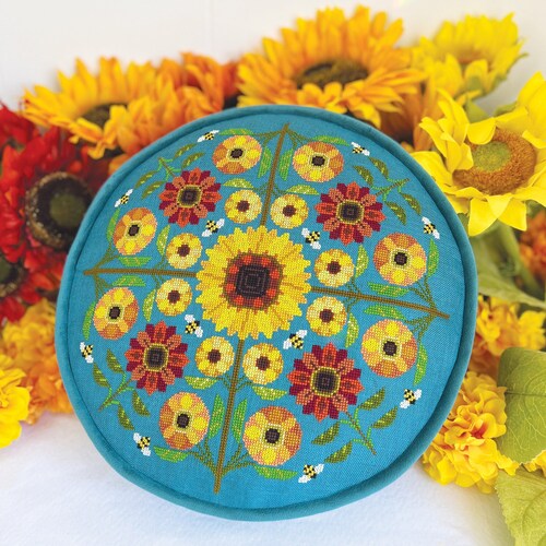 Sunburst - Satsuma Street Modern Cross Stitch Sunflower Pattern PDF - Fundraiser for Ukraine - Instant download