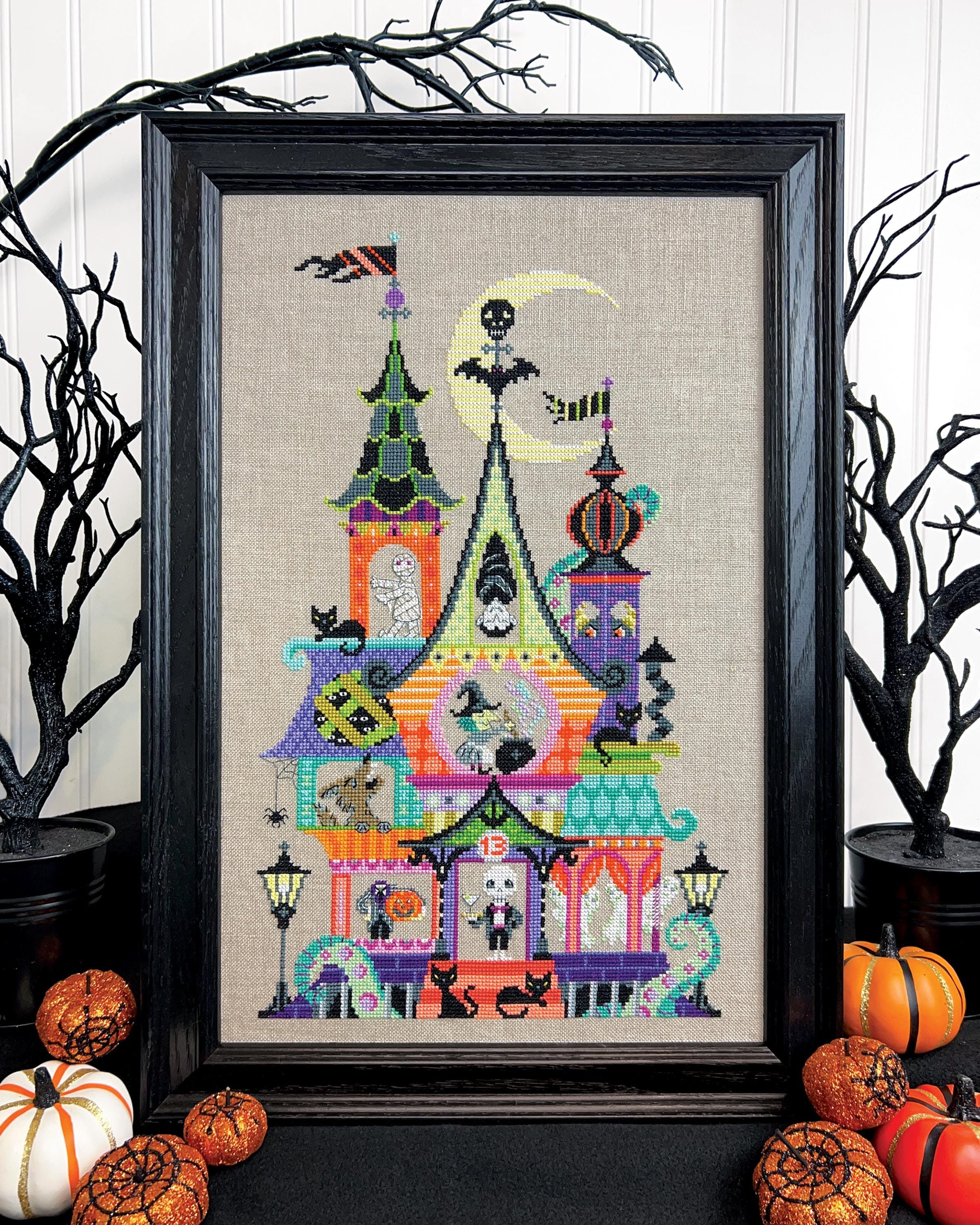 Monster House - Satsuma Street cross stitch Halloween house - instant download PDF