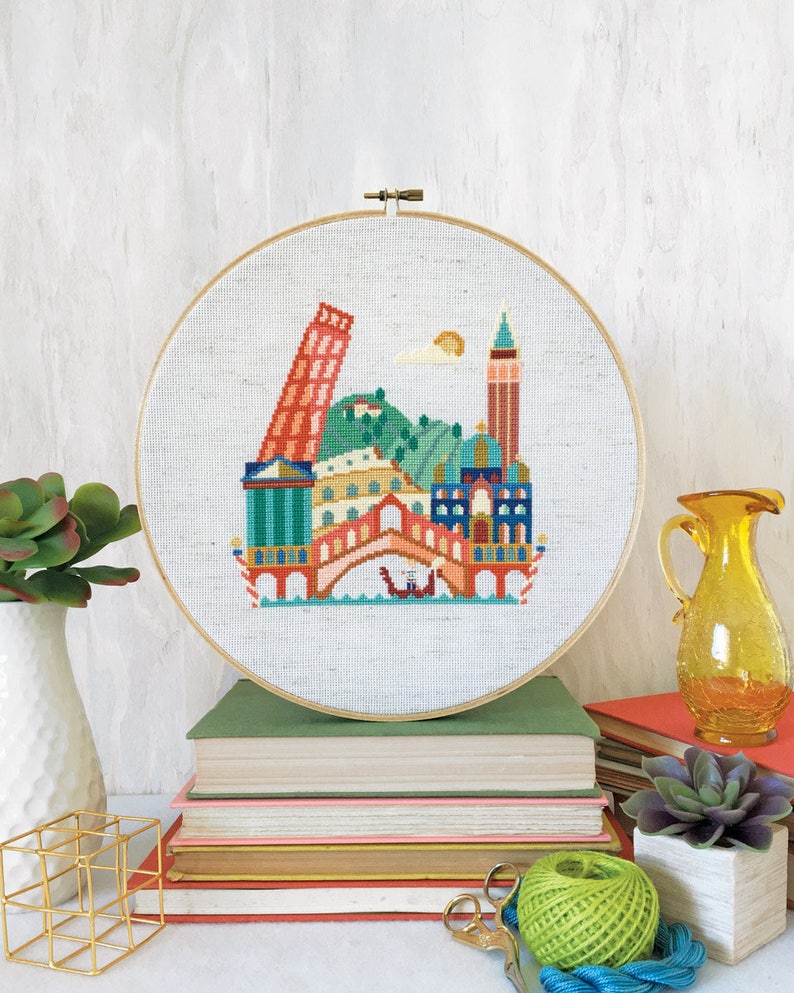 Pretty Little Italy printed version Satsuma Street Modern Cross stitch pattern image 1