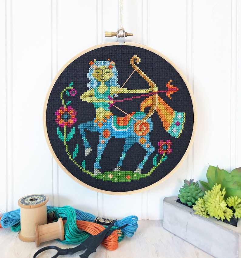 Sagittarius zodiac sign Satsuma Street modern cross stitch pattern PDF Instant download image 1