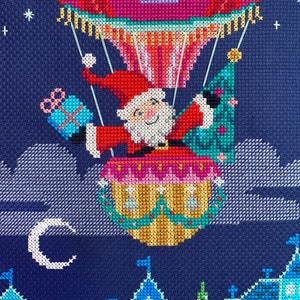 Sky-High Santa Satsuma Street cross stitch Christmas stocking pattern Instant download PDF image 2