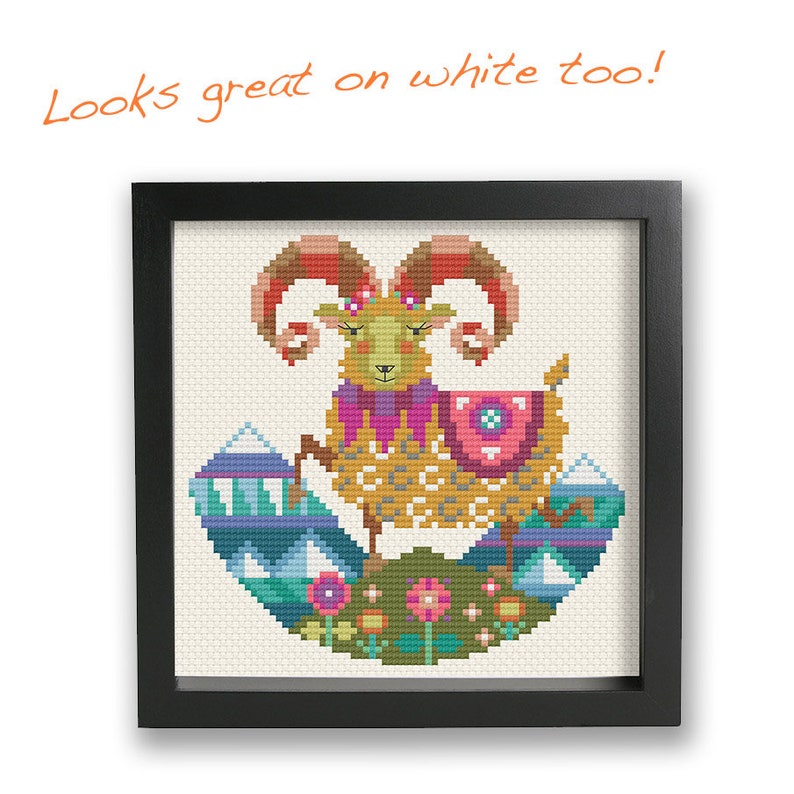 Aries print version Satsuma Street modern cross stitch zodiac pattern image 3