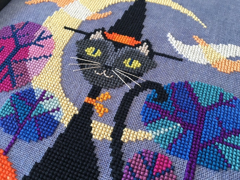 Halloween Cat black cat witch Satsuma Street cross stitch pattern PDF Instant download image 3