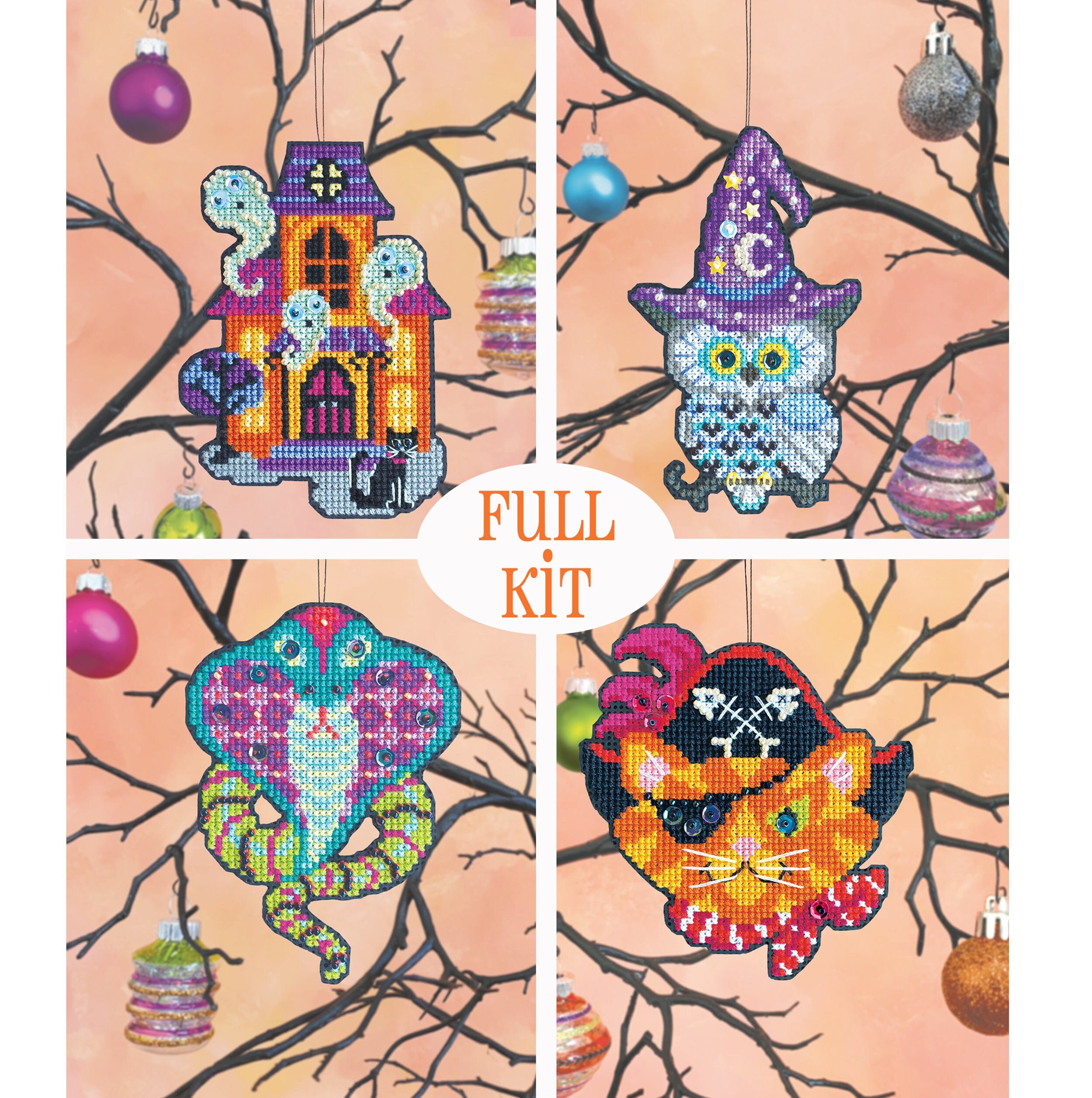 KIT - Halloween Ornament Set 2021 - Satsuma Street - four cross stitc…