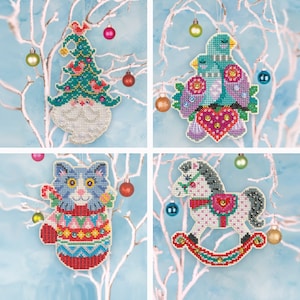Christmas Ornament Set 2021 - Satsuma Street - four PDF cross stitch charts