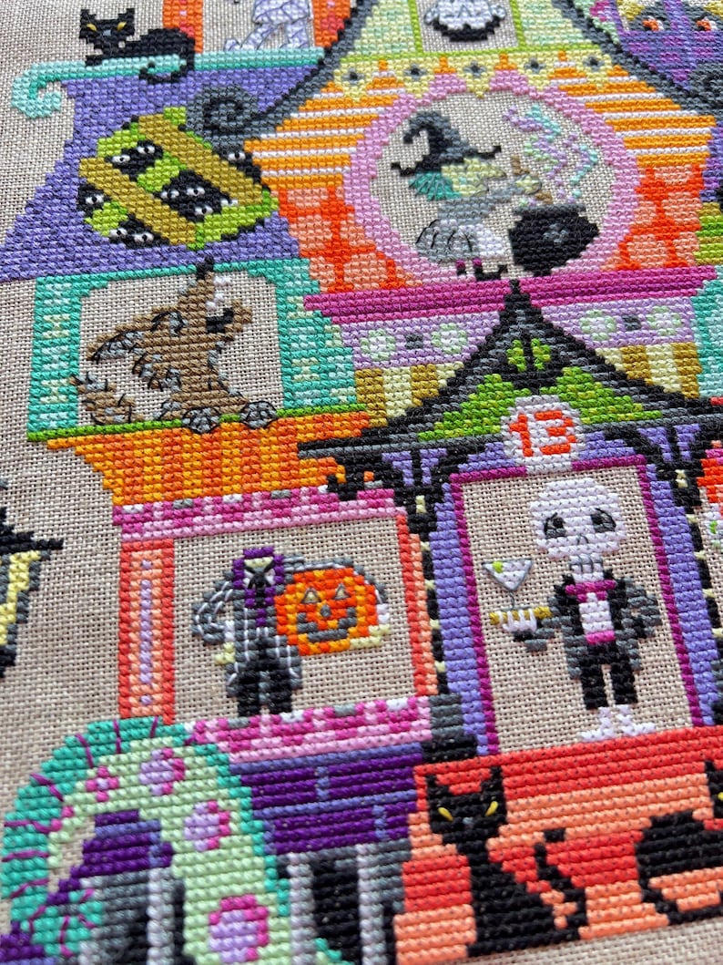 Monster House Satsuma Street cross stitch Halloween house instant