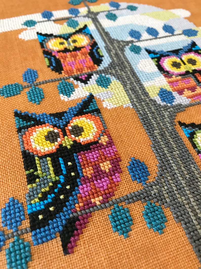 Whooo's There Satsuma Street Halloween Owls cross stitch pattern Instant download PDF image 2