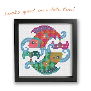 Pisces print version Satsuma Street modern cross stitch zodiac pattern image 3