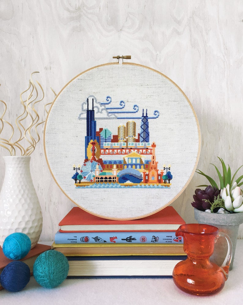 Pretty Little Chicago Printed version Satsuma Street Modern Cross stitch pattern image 1