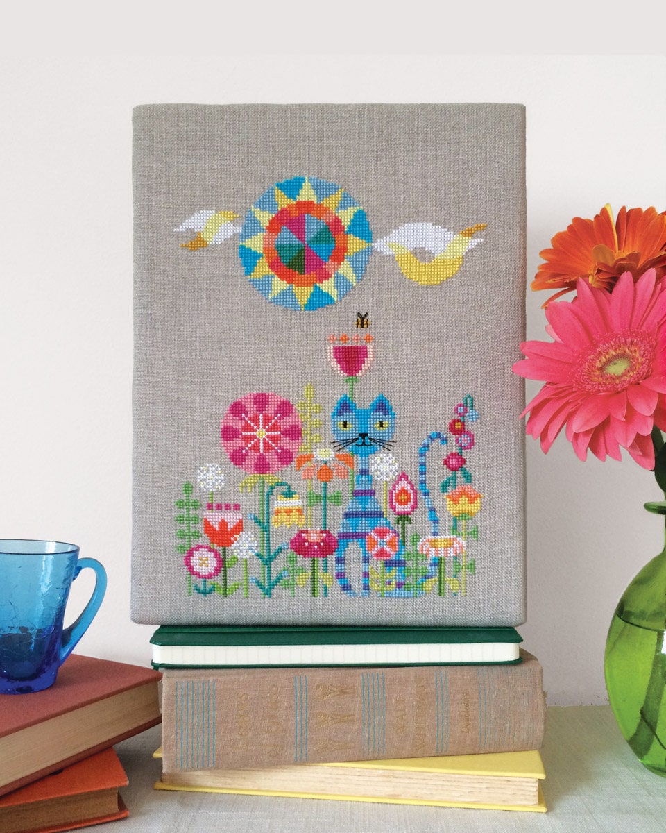 Garden Cat - Satsuma Street modern cross stitch pattern PDF - Instant…
