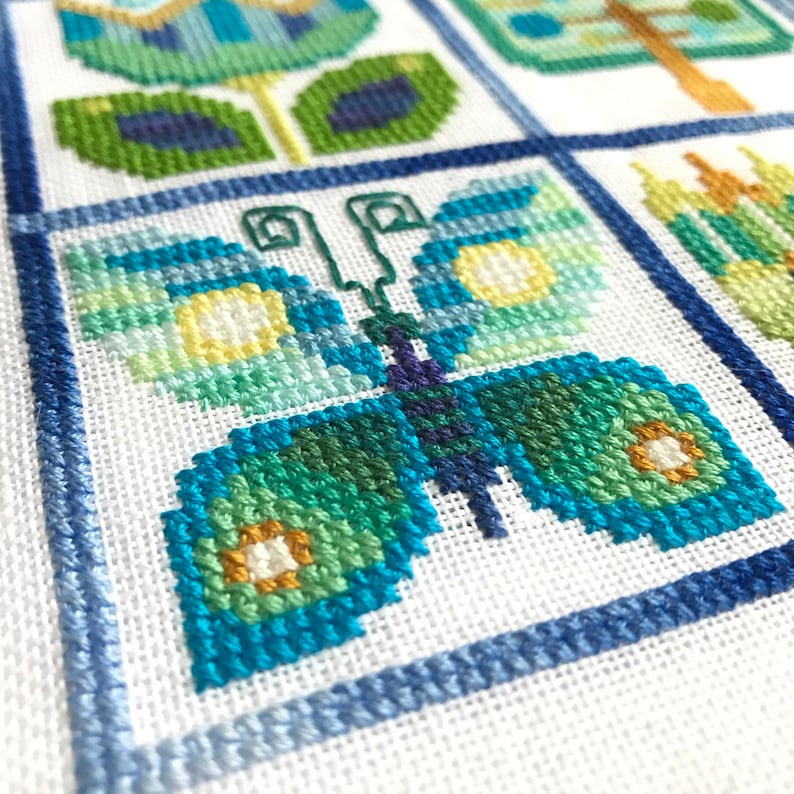 Primavera Satsuma Street spring sampler modern folk cross stitch pattern Instant download PDF image 2