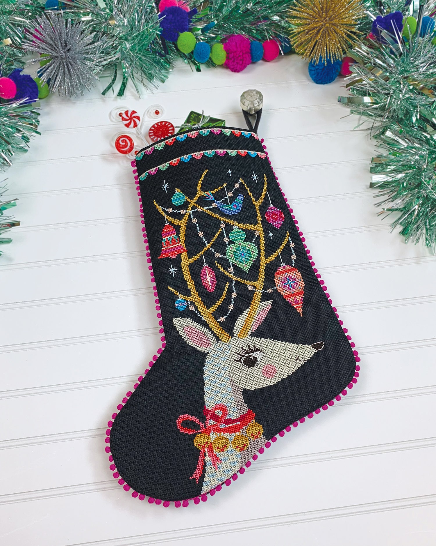 Oh Deer! - Satsuma Street cross stitch Christmas stocking pattern - I…