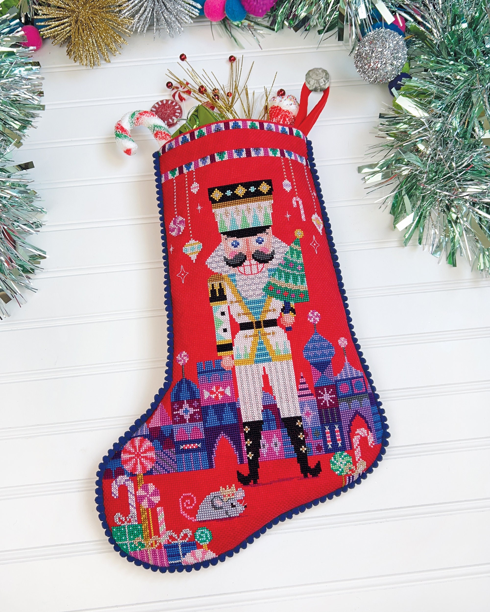 Red Christmas stocking - Beaded cross stitch picture kit