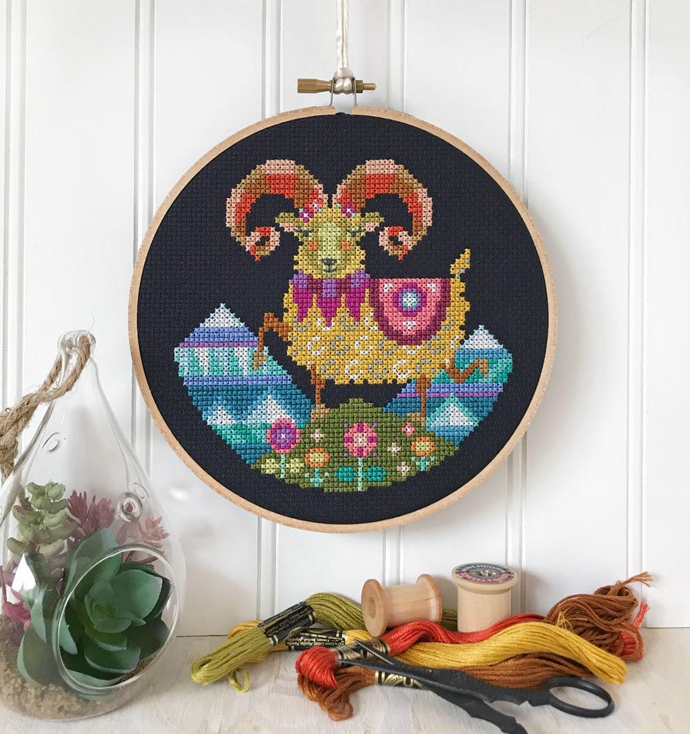 Aries - zodiac sign - Satsuma Street modern cross stitch pattern PDF …