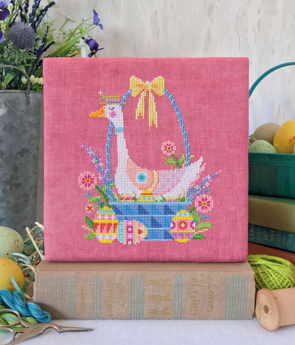 Nest Egg - Satsuma Street - Easter goose in basket - cross stitch pat…