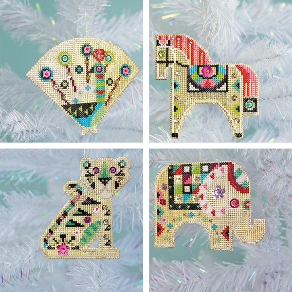 Shiny Little Zoo - instant download PDF - modern counted cross stitch ornament pattern