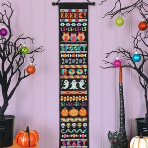 Ghastly Greetings printed version Satsuma Street Halloween banner cross stitch pattern image 2