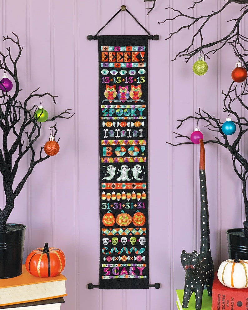 Ghastly Greetings printed version Satsuma Street Halloween banner cross stitch pattern image 2