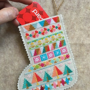 Mini Christmas Stockings printed version set of four charts Satsuma Street holiday cross stitch pattern image 3