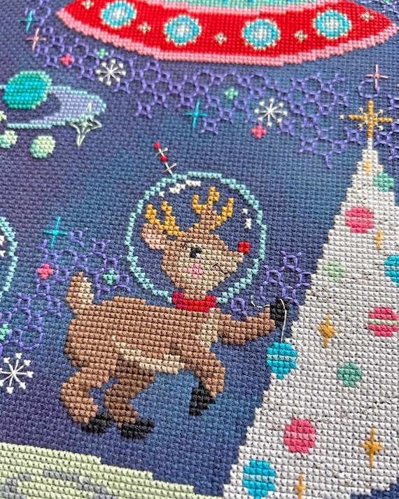 Cosmic Christmas - Satsuma Street Cross Stitch Christmas Stocking
