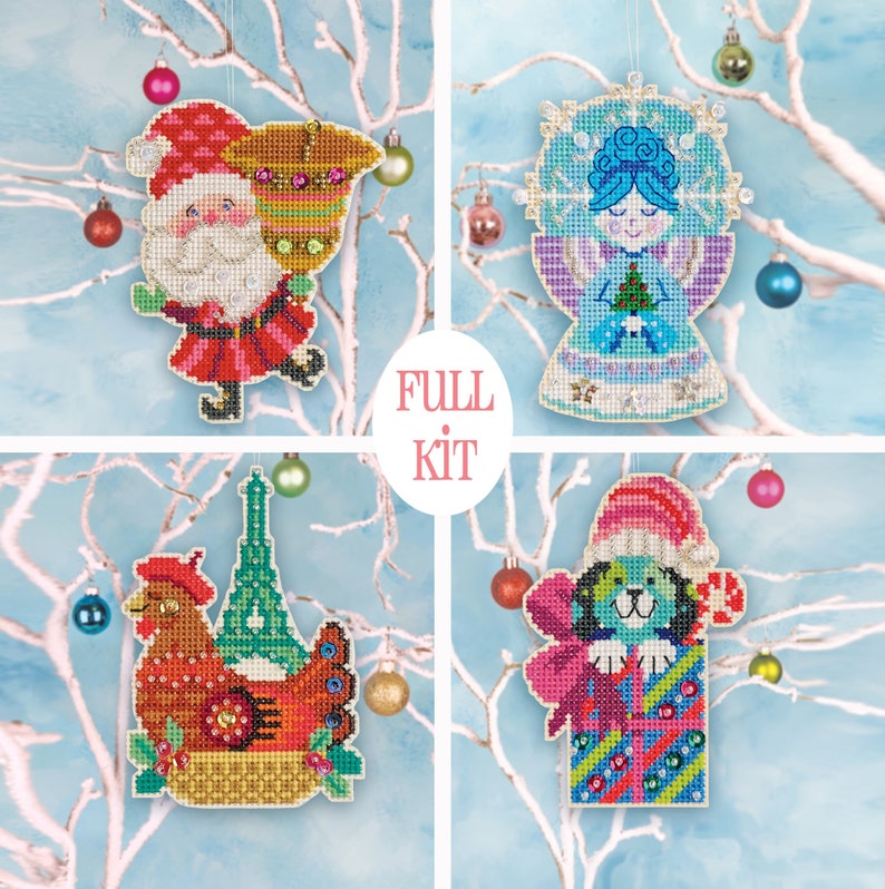 KIT 2022 ornament set Satsuma Street Christmas ornament cross stitch kit image 1
