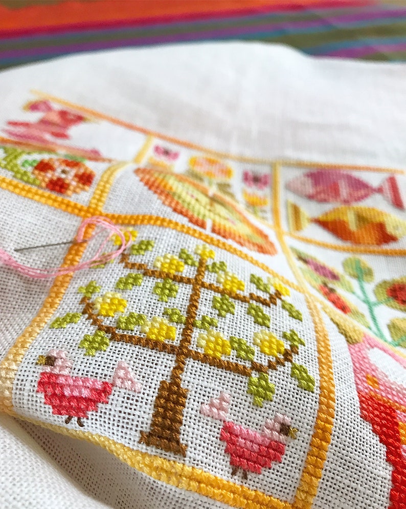 Verano Satsuma Street Summer sampler modern folk cross stitch pattern Instant download PDF image 3