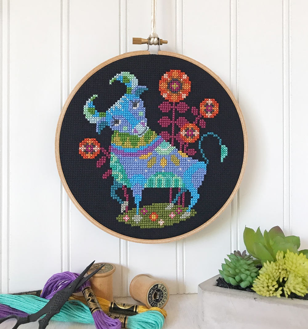 Taurus - zodiac sign - Satsuma Street modern cross stitch pattern PDF…