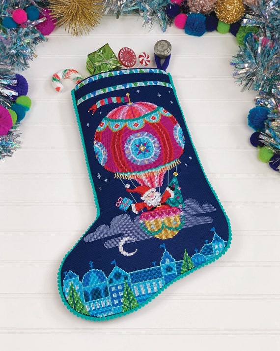 Sky-high Santa Satsuma Street Cross Stitch Christmas Stocking Pattern  Instant Download PDF 