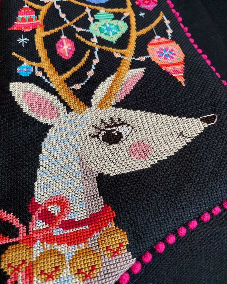 Oh Deer Satsuma Street cross stitch Christmas stocking Etsy