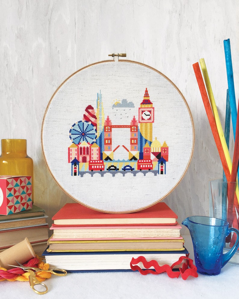 Pretty Little London printed version Satsuma Street Modern Cross stitch pattern image 1