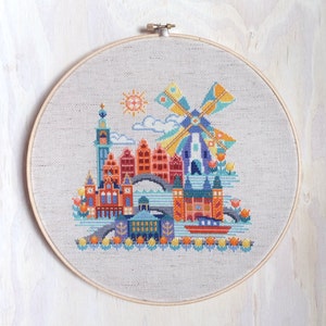 Pretty Little Amsterdam printed version Satsuma Street modern cross stitch pattern image 4