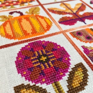 Otoño Satsuma Street Autumn sampler modern folk cross stitch pattern Instant download PDF image 4