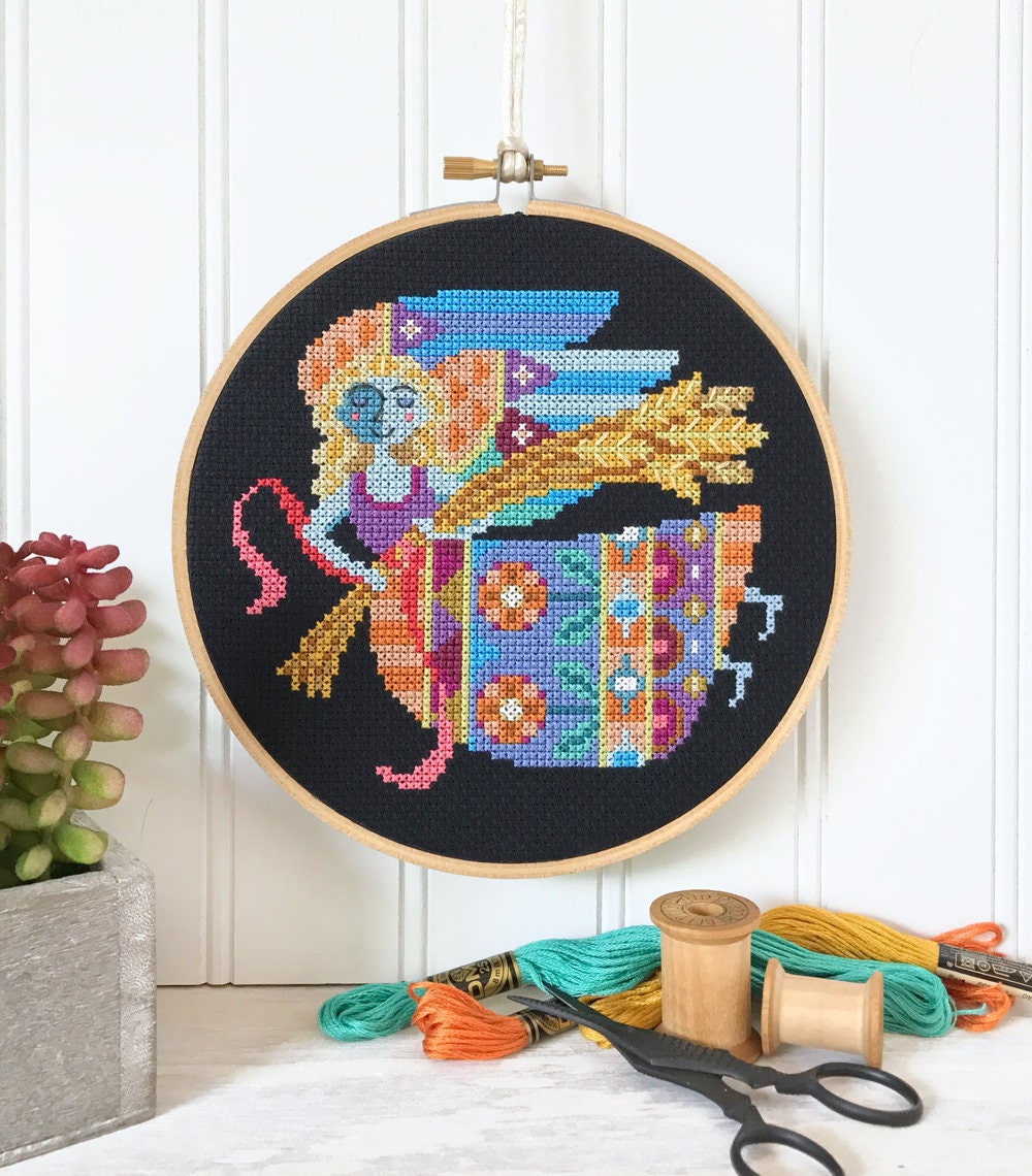 Hoop art embroidery Instant download PDF Zodiac sign Counted cross stitch chart Virgo Modern Cross Stitch Pattern Astrology birth sign Hoop art embroidery Instant download PDF Zodiac sign Counted cross stitch chart Virgo Modern Cross Stitch Pattern Astrology birth sign