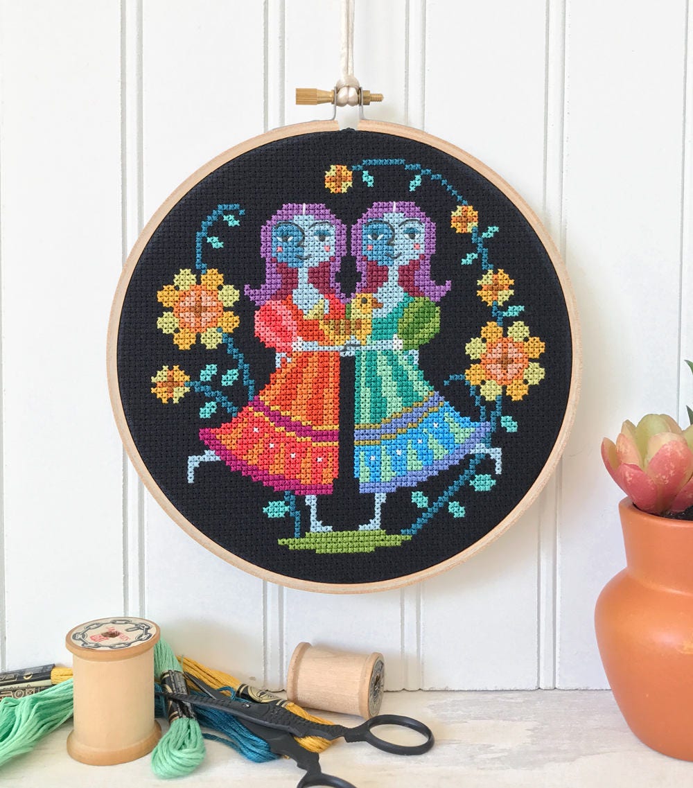 Gemini - zodiac sign - Satsuma Street modern cross stitch pattern PDF…