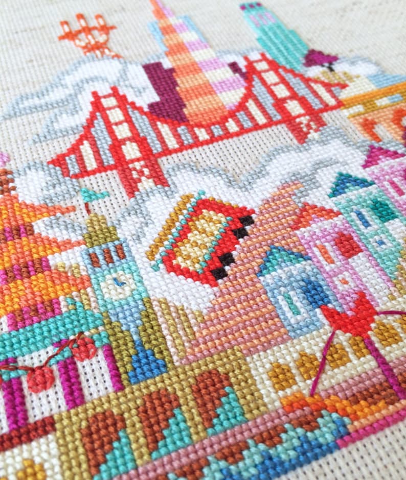 Pretty Little San Francisco Satsuma Street Modern Cross stitch pattern PDF Instant download image 2
