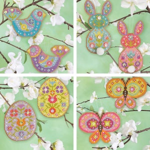 KIT - Springamajigs Set - Satsuma Street - Spring ornament cross stitch kit