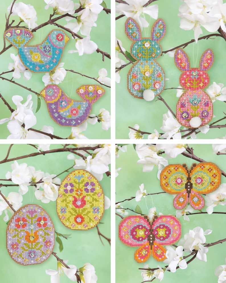 KIT Springamajigs: Bunnies Satsuma Street Spring ornament cross stitch kit image 2