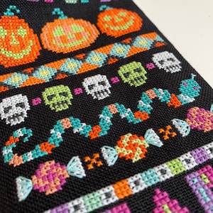 Ghastly Greetings printed version Satsuma Street Halloween banner cross stitch pattern image 4