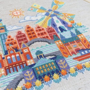 Pretty Little Amsterdam printed version Satsuma Street modern cross stitch pattern image 3