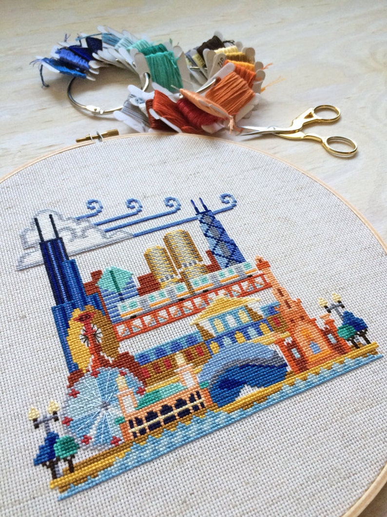 Pretty Little Chicago Printed version Satsuma Street Modern Cross stitch pattern image 4