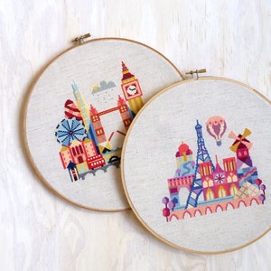 London and Paris - Satsuma Street Modern Cross Stitch Pattern PDF - Instant Download